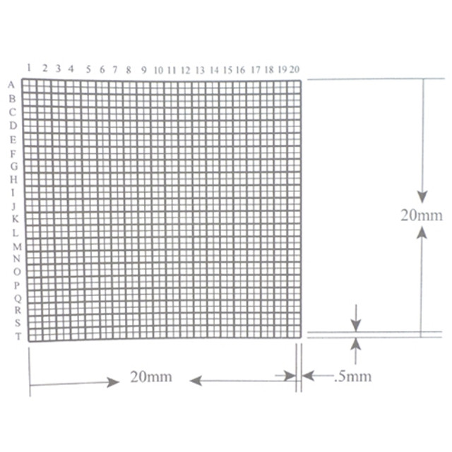 Reticle Grid 0.5mm Squares 1,600 Total Labeled Accented Reticle Grid 0.5mm Squares 1,600 Total Labeled Accented