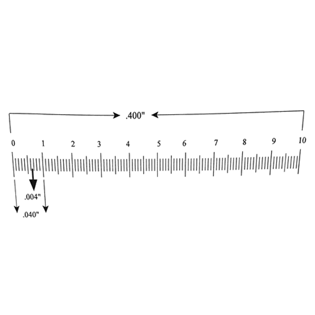 Reticle Ruler 0.400 Inch 100 Divisions Reticle Ruler 0.400 Inch 100 Divisions