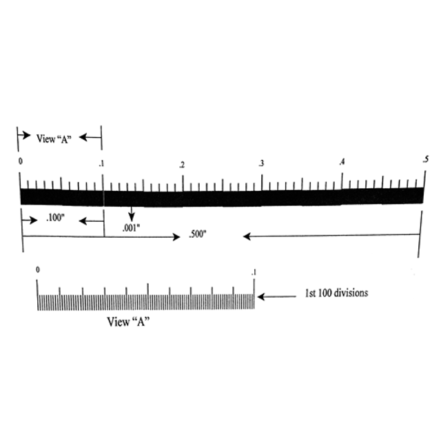 Reticle Ruler 0.500 Inch 500 Divisions Reticle Ruler 0.500 Inch 500 Divisions