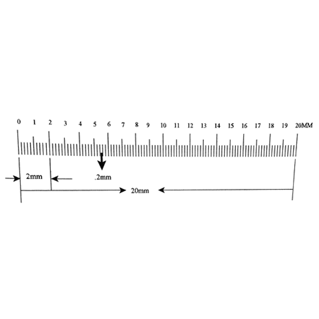 Reticle Ruler 20mm 100 Divisions Reticle Ruler 20mm 100 Divisions