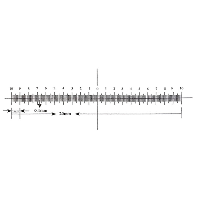 Reticle Ruler 20mm 200 Divisions Crossline Reticle Ruler 20mm 200 Divisions Crossline