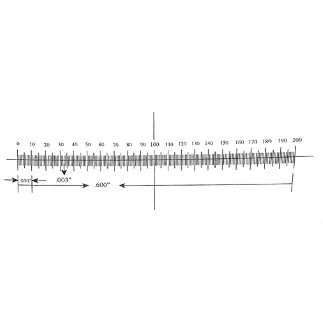 Reticle Ruler 0.600 Inch 200 Divisions with Crossline Reticle Ruler 0.600 Inch 200 Divisions with Crossline