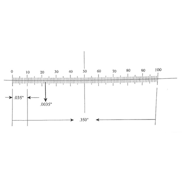 Reticle Ruler 0.350 Inch 100 Divisions with Crossline Reticle Ruler 0.350 Inch 100 Divisions with Crossline