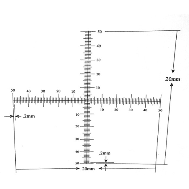 Reticle Crossed Scale 20mm 100 Divisions Reticle Crossed Scale 20mm 100 Divisions