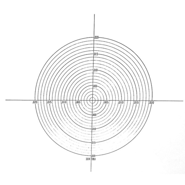 Reticle 20 Concentric Circles Radii 0.001"R - 0.020 Inch R for 10x Objective Reticle 20 Concentric Circles Radii 0.001"R - 0.020 Inch R for 10x Objective
