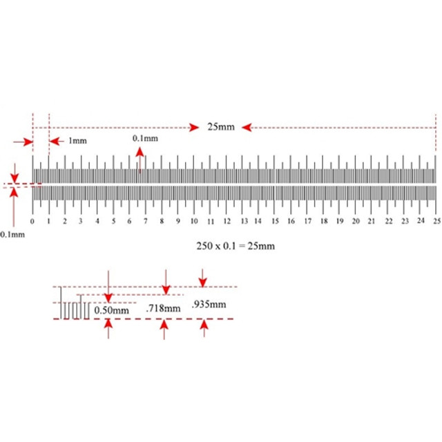 Stage Micrometer with Double scale 25 mm/ 250 divisions KR892 Stage Micrometer with Double scale 25 mm/ 250 divisions KR892