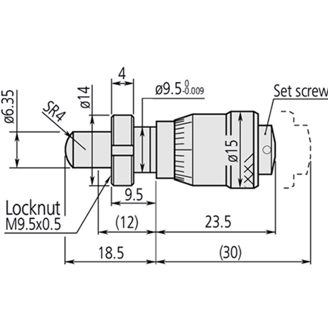 Mitutoyo Fine Spindle Feed 0.25mm per Revolution Micrometer Head 0-6.5mm