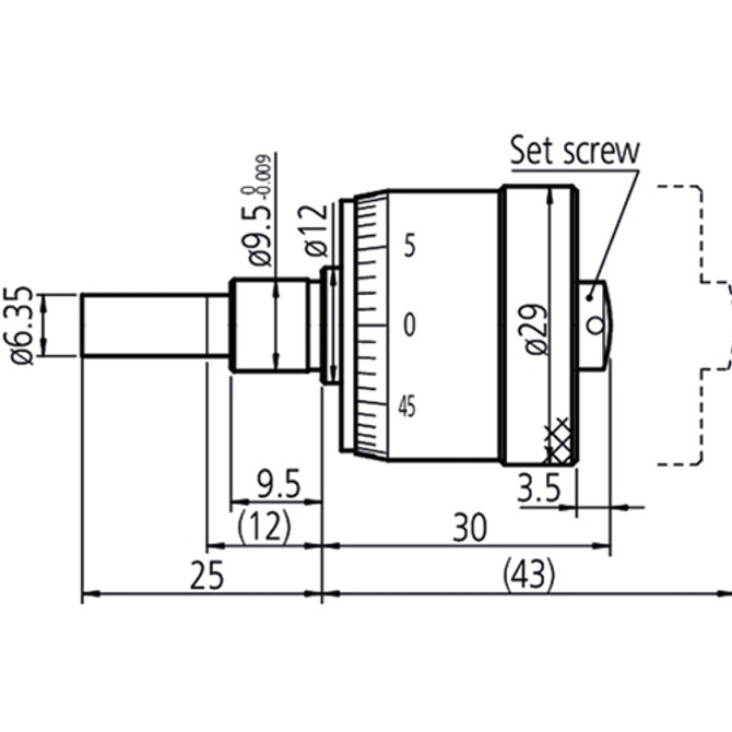 Mitutoyo Large Thimble 29mm Diameter Measuring Micrometer Head 0-13mm