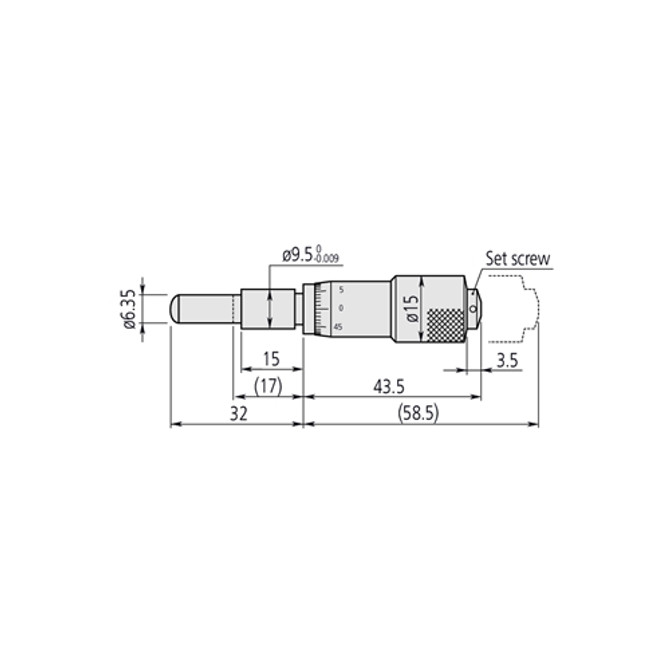 Mitutoyo Measuring Micrometer Head Spherical Carbide Spindle 0-15mm