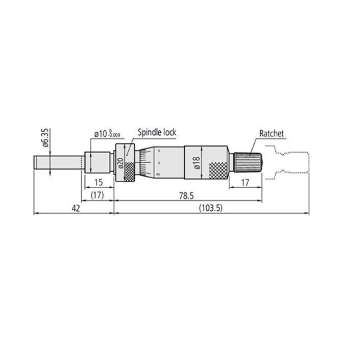 Mitutoyo Measuring Micrometer Head Flat Spindle 0-25mm