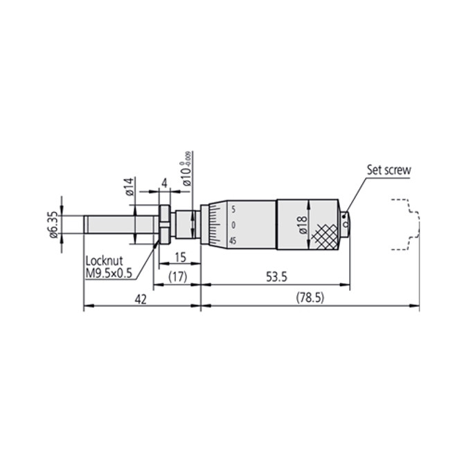 Mitutoyo Measuring Micrometer Head Flat Spindle with Vernier 0-25mm