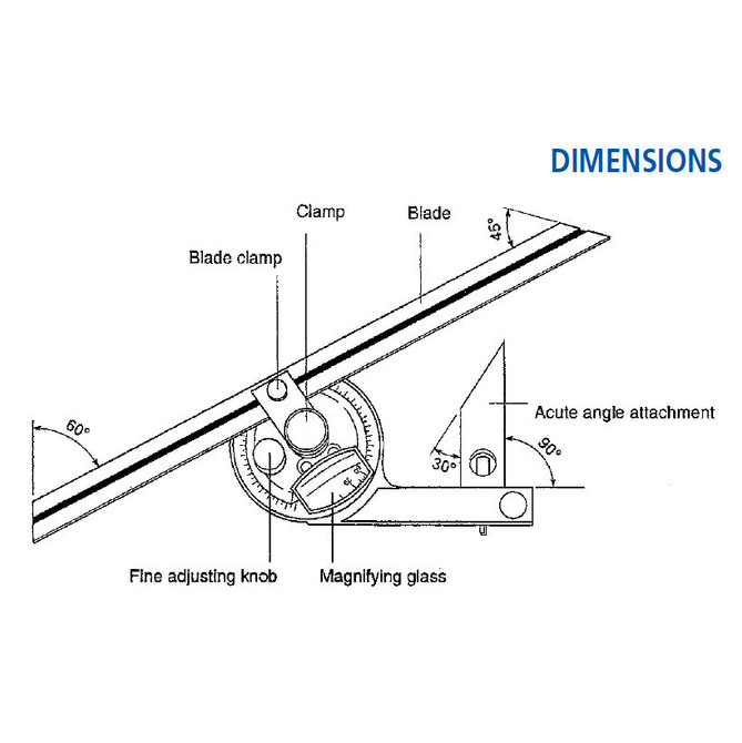 Bevel Protractor Dimensions