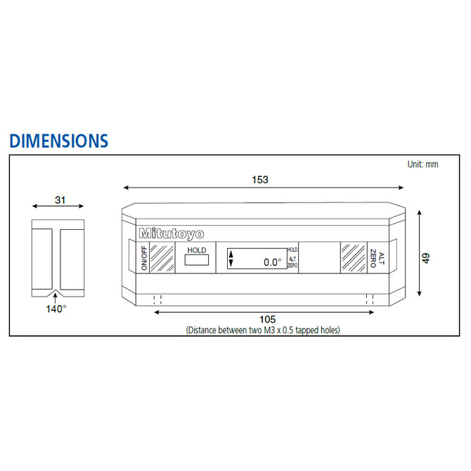 Digital protractor dimensions