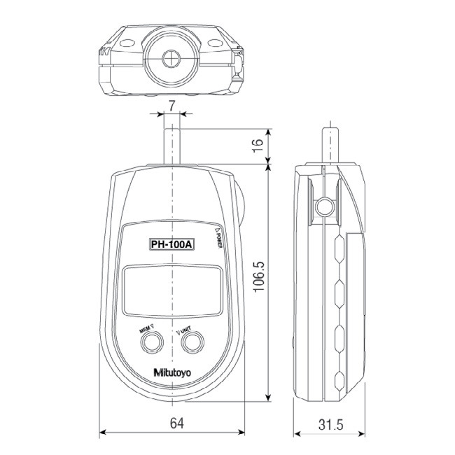 Digital Handheld Tachometer Dimensions