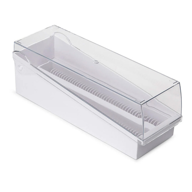 White Microscope slide storage box with lid for 100 slides with removable tray