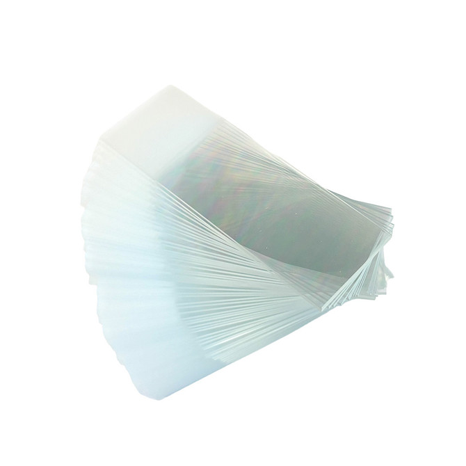 Clear glass microscope slides with frosted end for marking on both sides.