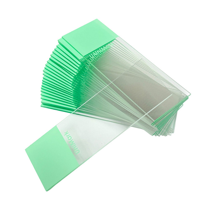 Green colored glass microscope slides.