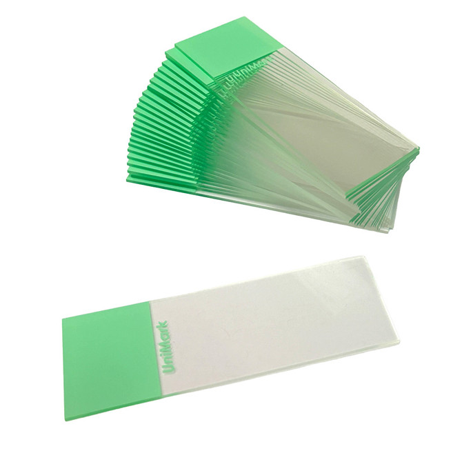 Green colored glass microscope slides.