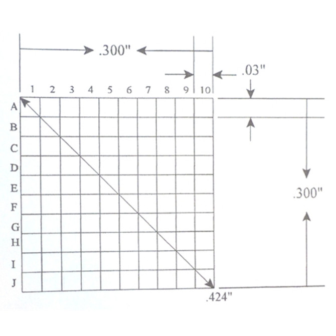 Reticle Grid 0.030 Inch Squares 100 Total Labeled