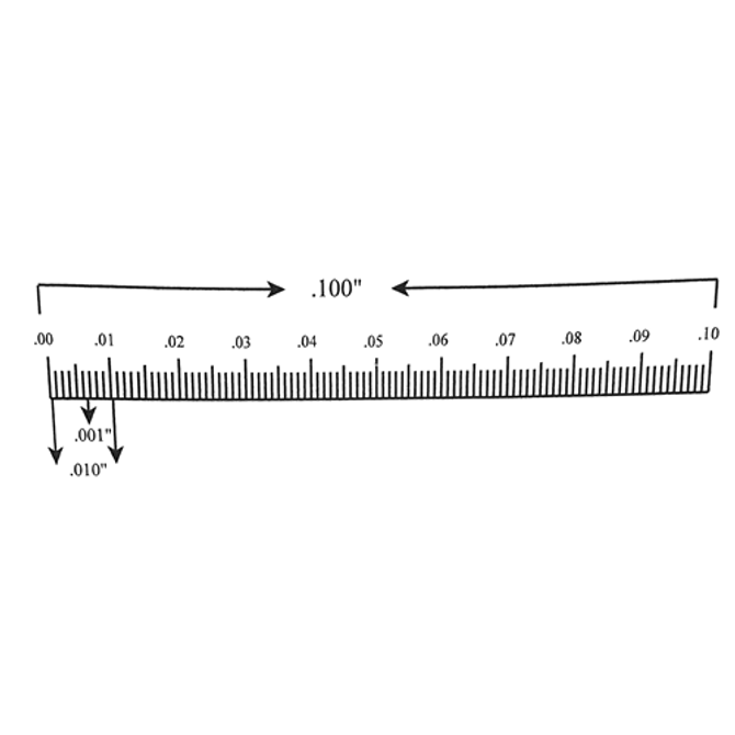 Reticle Ruler 0.100 Inch 100 Divisions