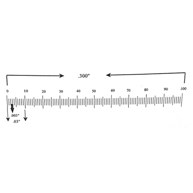 Reticle Ruler 0.300 Inch 100 Divisions