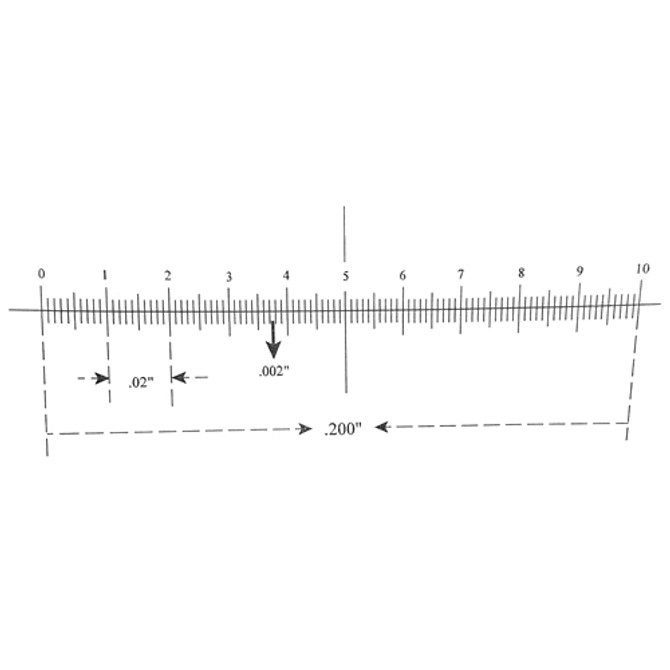 Reticle Ruler 0.200 Inch 100 Divisions Crossline