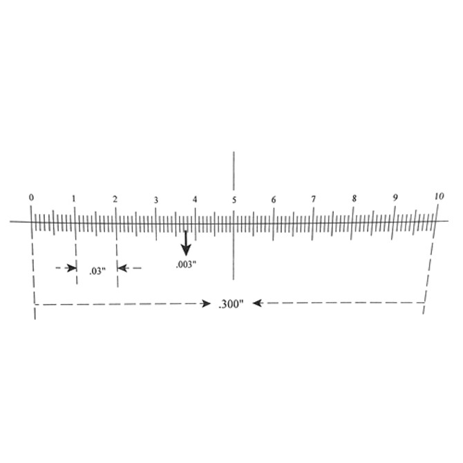 Reticle Ruler 0.300 Inch 100 Divisions Crossline
