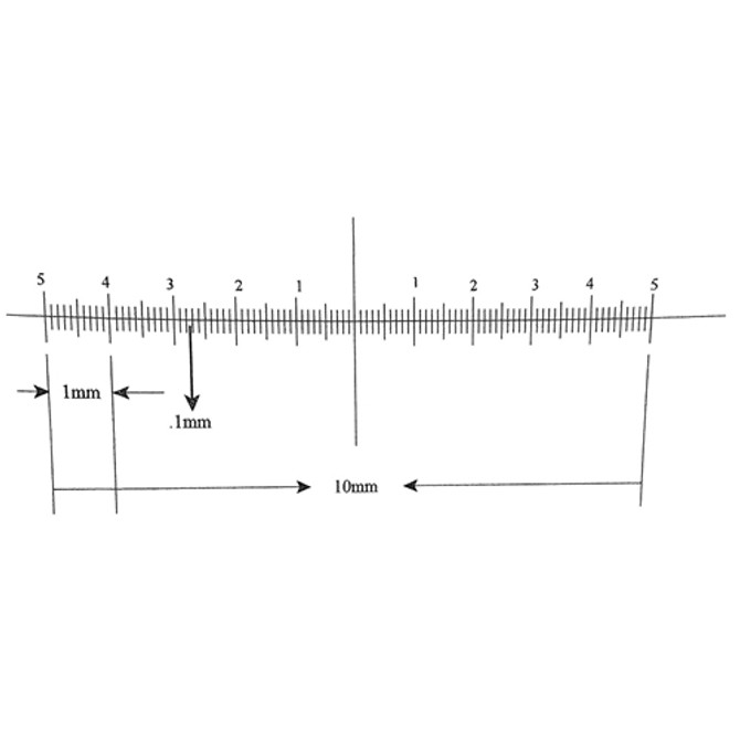 Reticle Ruler 10mm 100 Divisions Crossline