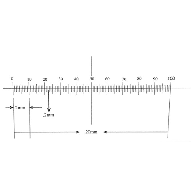 Reticle Ruler 20mm 100 Divisions with Crossline