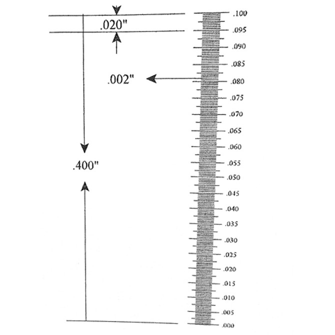 Reticle Ruler Vertical 0.400 Inch 200 Divisions