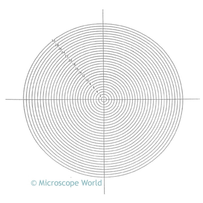 Reticle 30 Concentric Circles 0.010 - 0.300 Inch