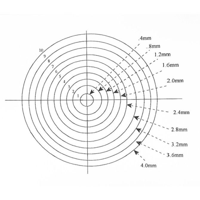 Reticle 10 Concentric Circles 0.4mm - 4mm