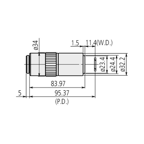Mitutoyo LCD Plan Apo NUV 100x Objective 1.1 Glass Diagram