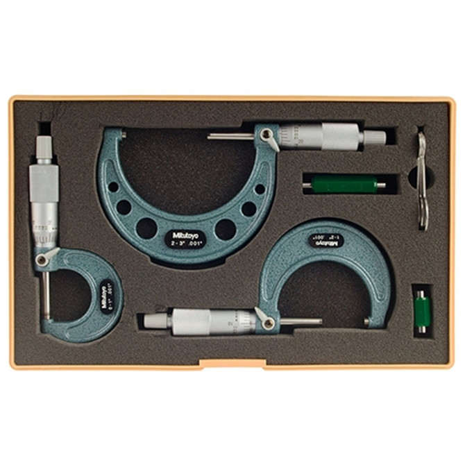 Mitutoyo Vernier Outside Micrometer 3-Piece Set 0-3"