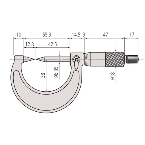 Mitutoyo Vernier 30 Degree Point Micrometer 0-1"