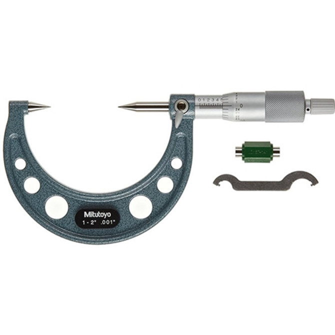 Mitutoyo Vernier 30 Degree Carbide Tip Point Micrometer 1-2"