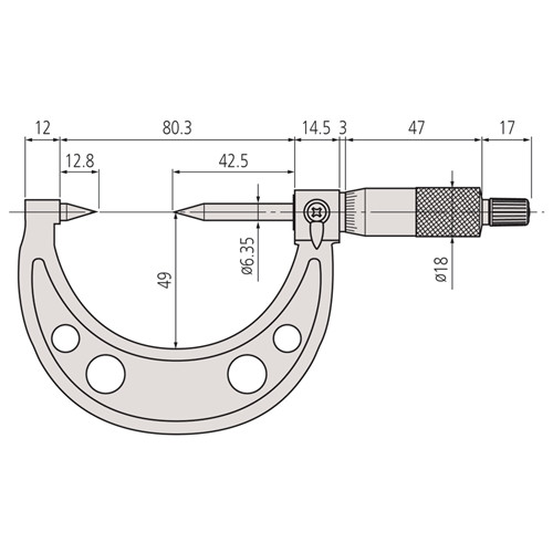 Mitutoyo Vernier 30 Degree Point Micrometer 1-2"