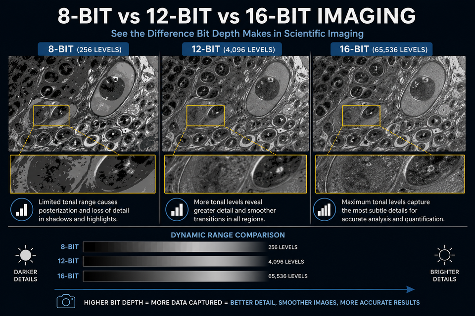 The Importance of Bit Depth in Scientific Imaging: 8-bit vs 12-bit vs 16-bit Explained