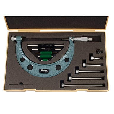 Precision Outside Micrometer Set - 6 Pieces, 0-6 Inch Range, Carbide Tips, 0.0001 Accuracy
