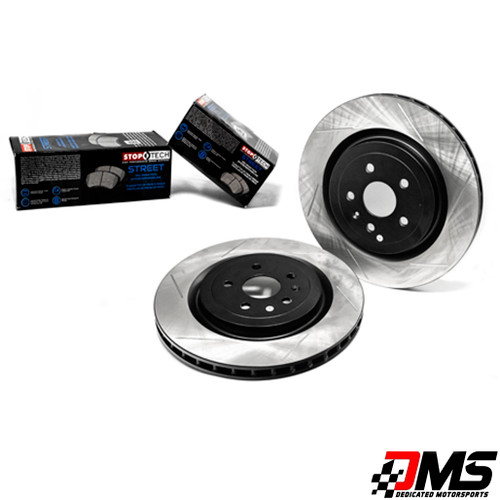 StopTech Sport Slotted Front and Rear Brake Rotors with StopTech Street Pads