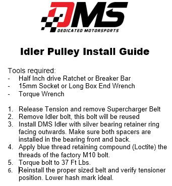 DMS 50mm Supercharger Idler Pulley 8, 10, 11 Rib Compatibility