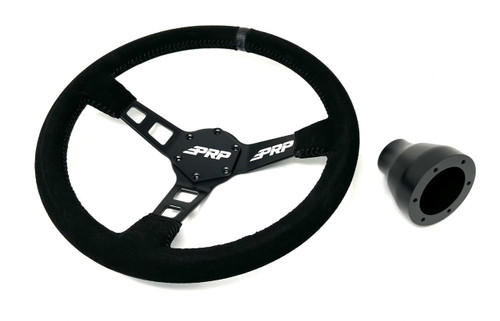 DMS KRX Billet Steering wheel adapter + PRP Leather Deep Dish Steering Wheel