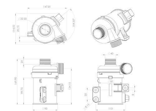 Pierburg CWA400 Intercooler Pump (LIN Version) OUTLINE Drawing
