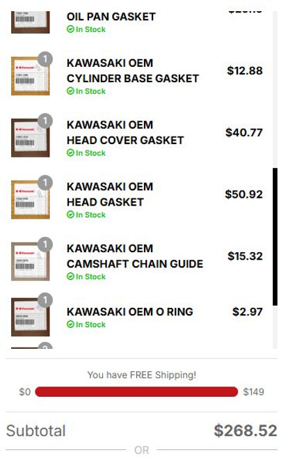 KRX 1000 Engine gasket kit KRF1000