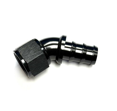 -16an 45 degree Pushlock Fitting (Black) Full Flow