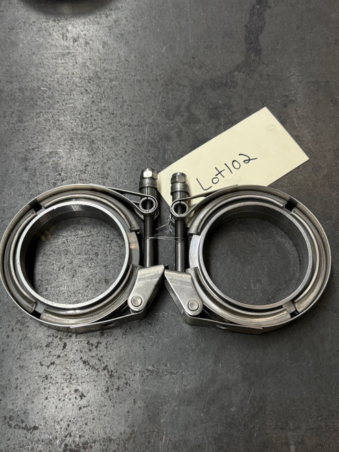 Pair of 3" Plain Steel V-Band Clamp Assemblies Quick Release all metal nut