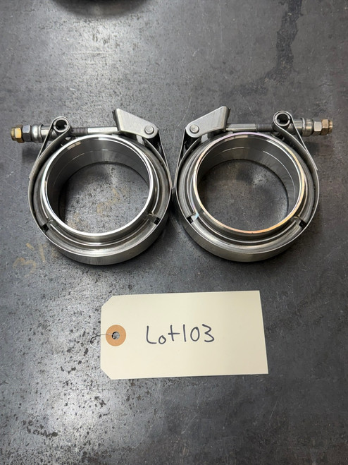 Pair of 3" Mishimoto Stainless Steel V-Band Clamp Assemblies Quick Release all metal nut