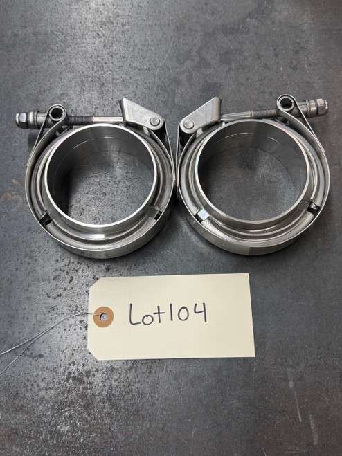 Pair of 3" Stainless Steel V-Band Clamp Assemblies Quick Release Nylock nut