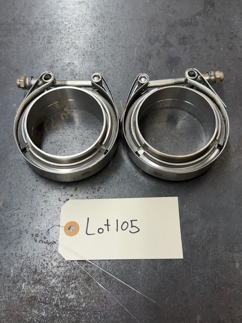 Pair of 3" Stainless Steel V-Band Clamp Assemblies  Clampco