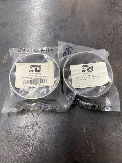 Pair of 3.5" to 4" SS304 Transition Reducer 1.1875" OAL - 16GA/.065" Wall